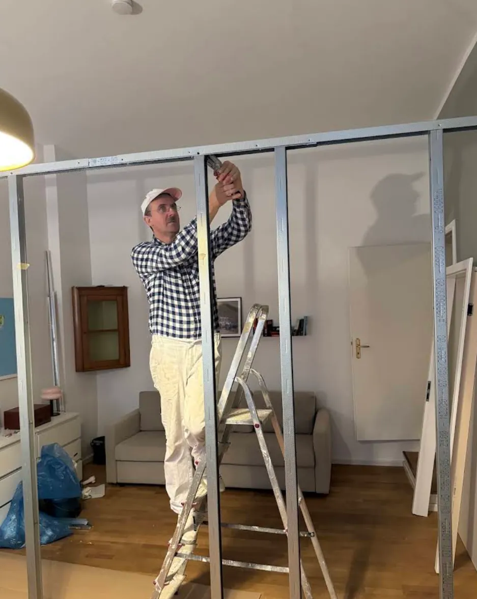 Ständerwerk der neuen Trennwand